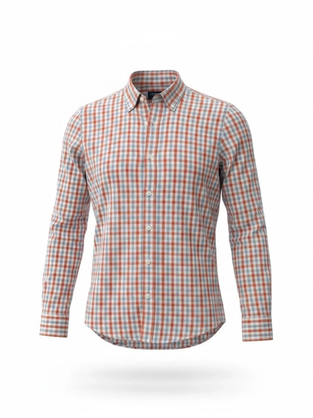 J. Crew Men's Orange and Blue Plaid Button-Down Shirt